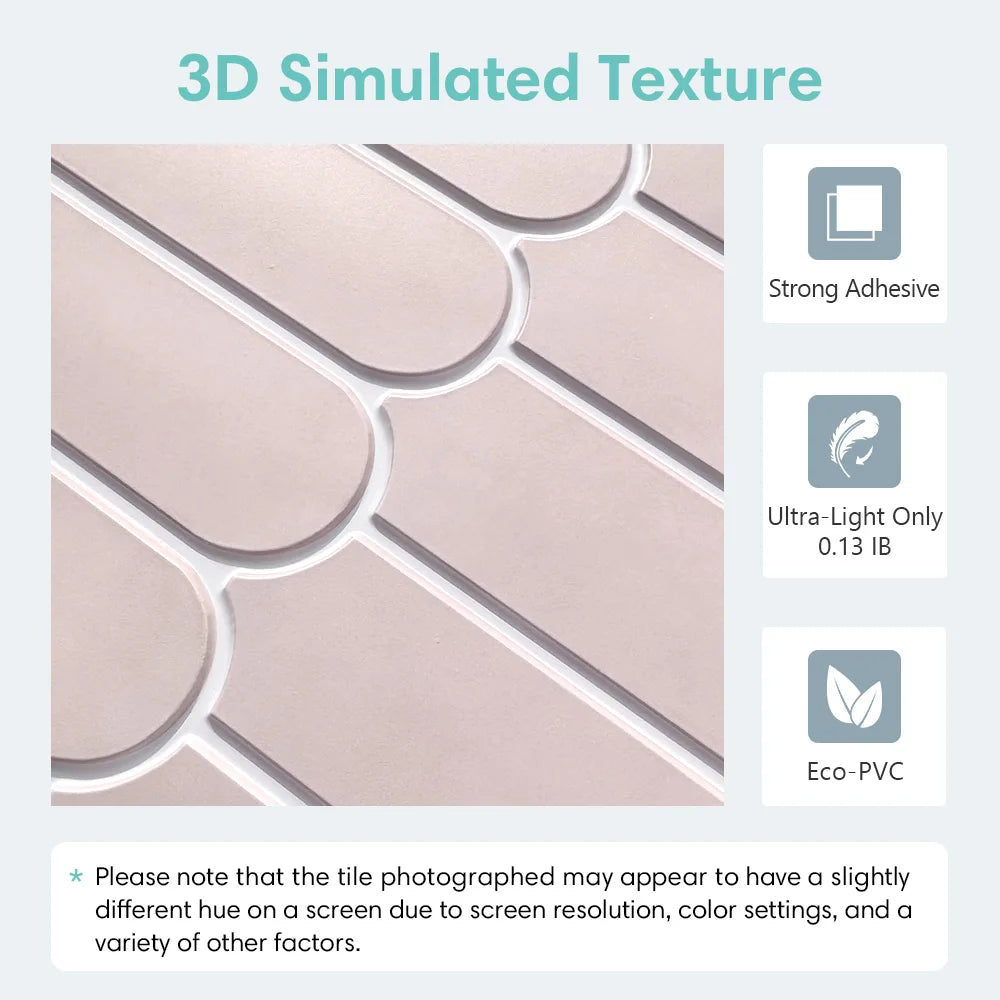 3D Pink Peel & Stick Backsplash Tile