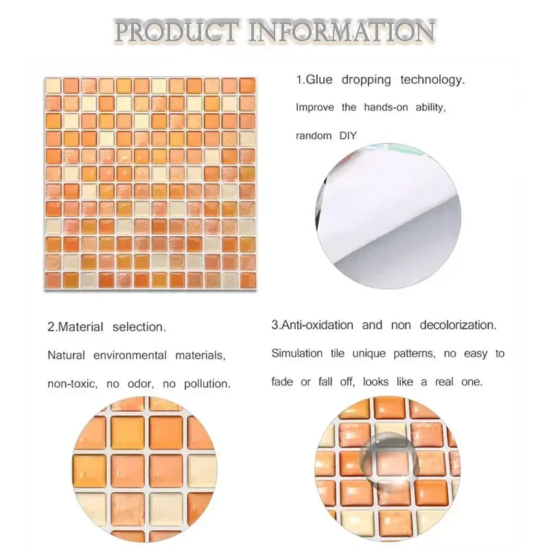 3D Crystal Mosaic Peel & Stick Wall Tiles
