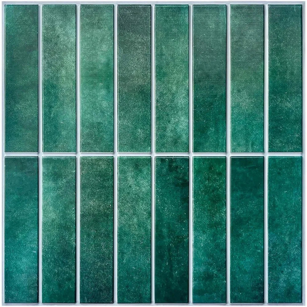 3D Matte Green Peel & Stick Backsplash Tile