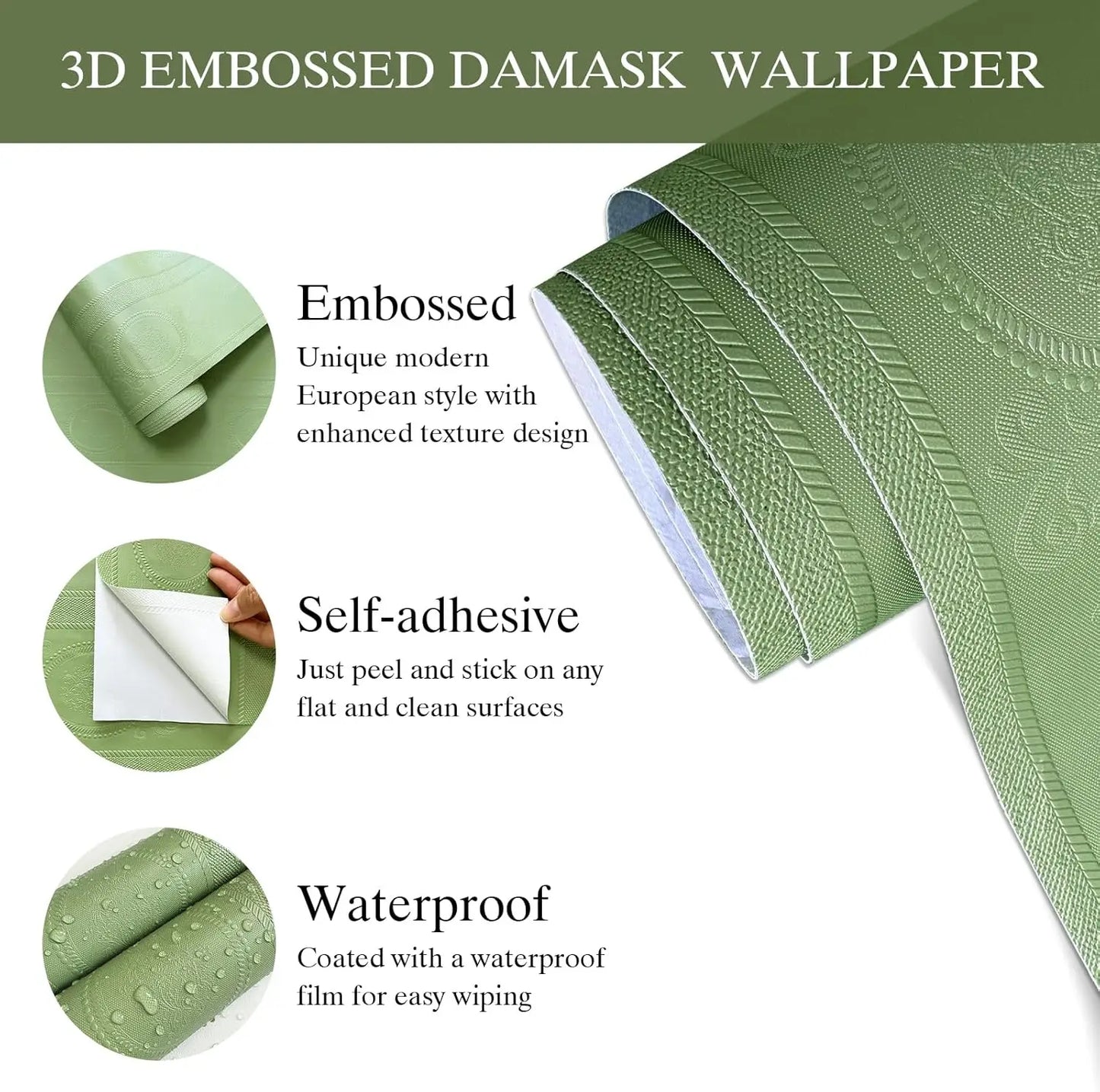 3D Damask Peel & Stick Wallpaper