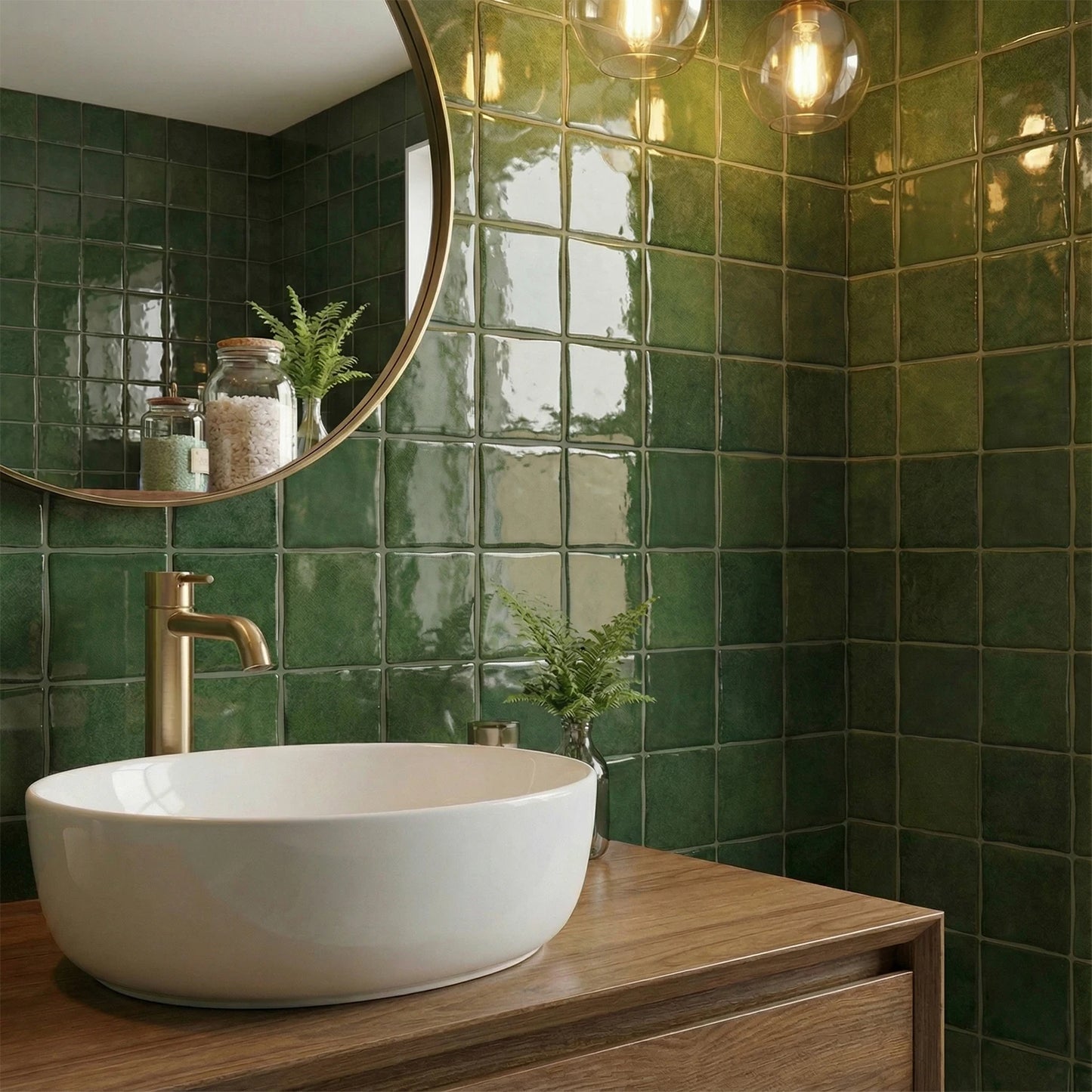 Dark Green Peel & Stick Backsplash Tile