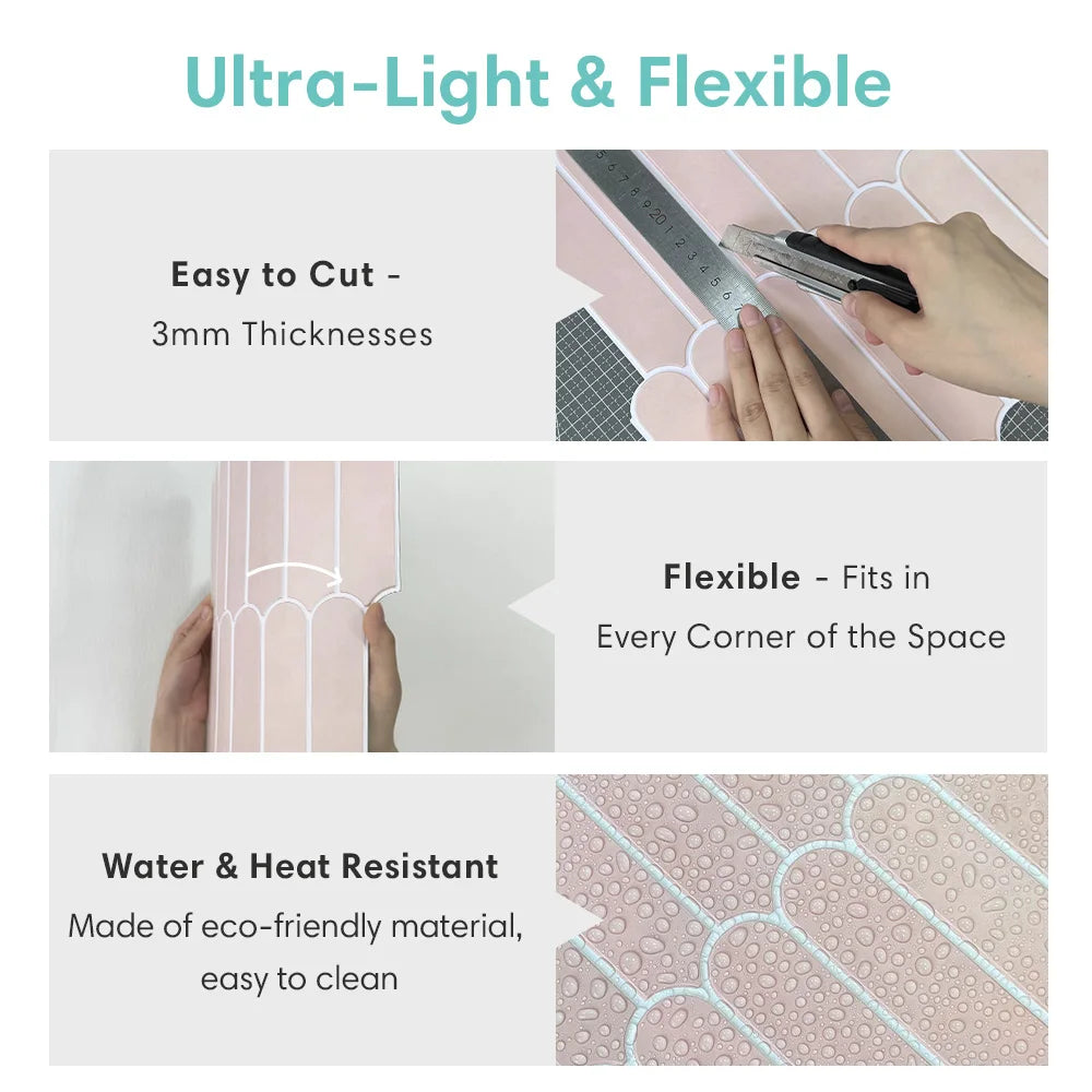 3D Pink Peel & Stick Backsplash Tile