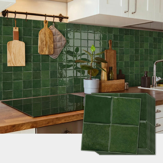 Dark Green Peel & Stick Backsplash Tile