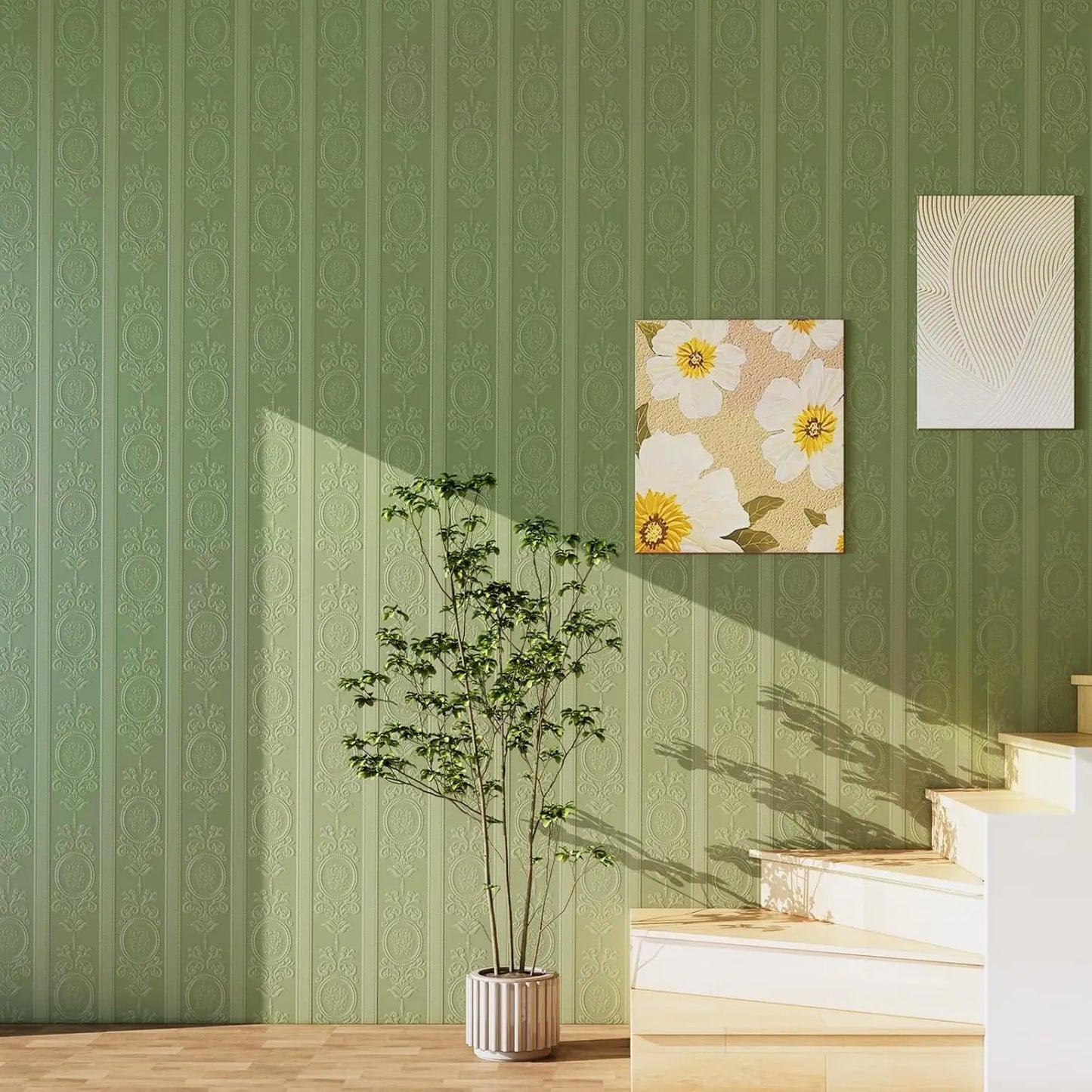 3D Damask Peel & Stick Wallpaper