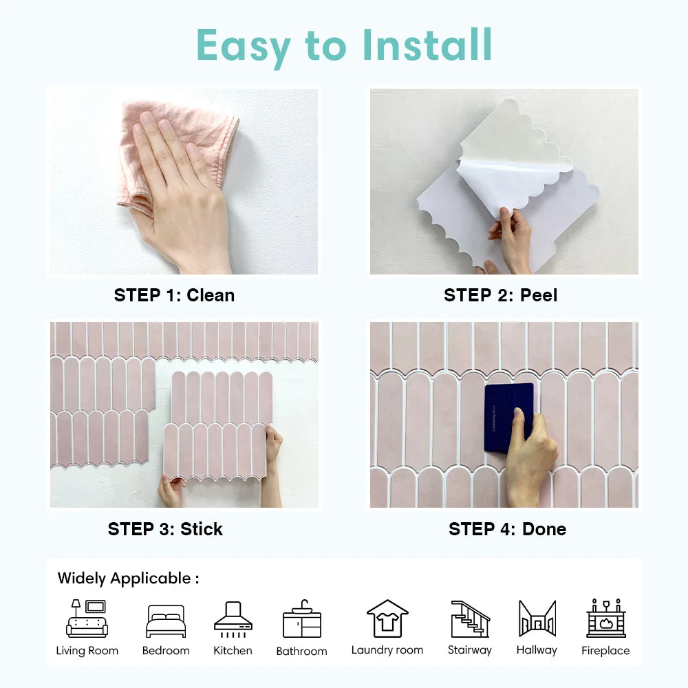 3D Pink Peel & Stick Backsplash Tile