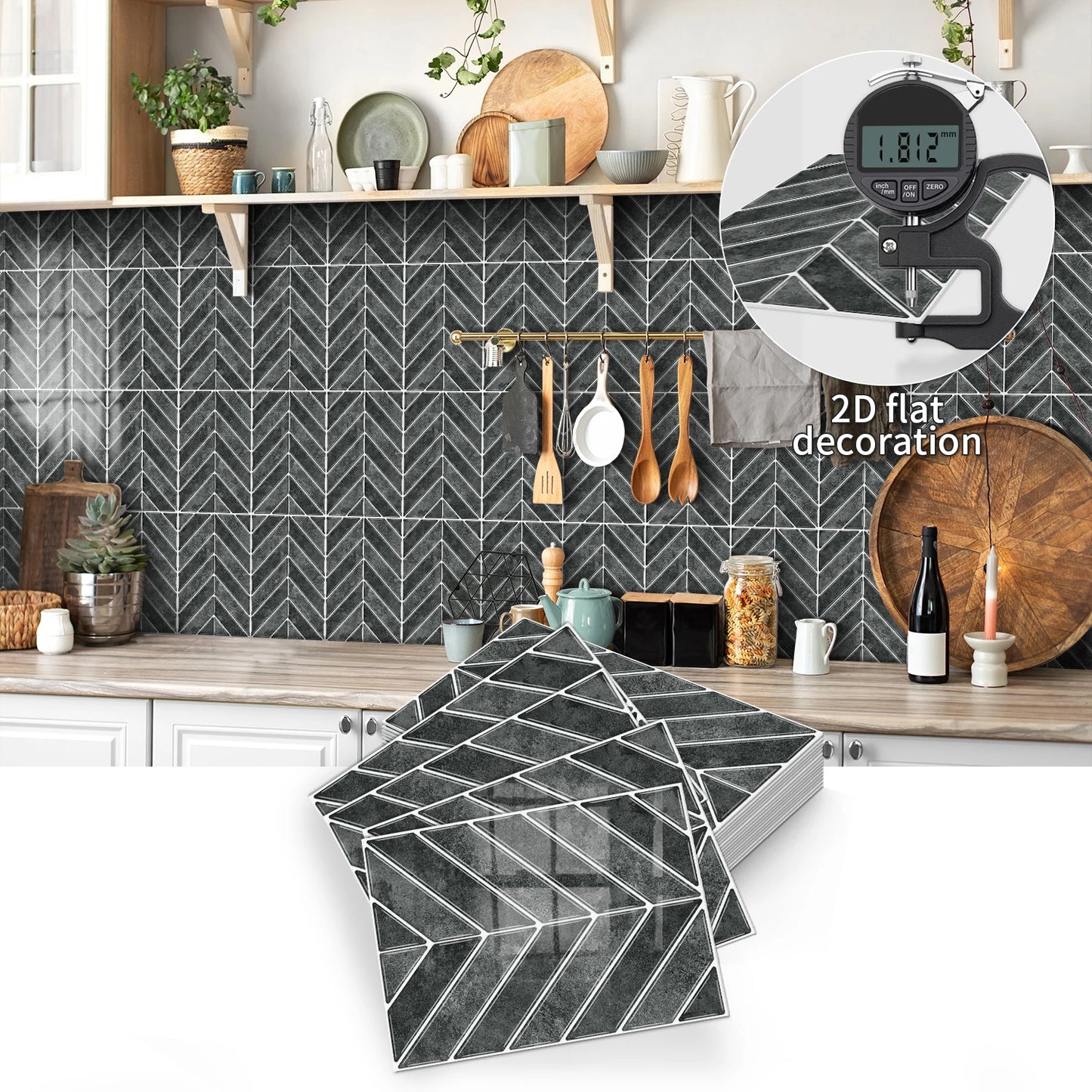 Herringbone Peel & Stick Backsplash Tile